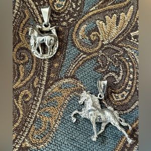 Two Silver Horse Pendants / Slides